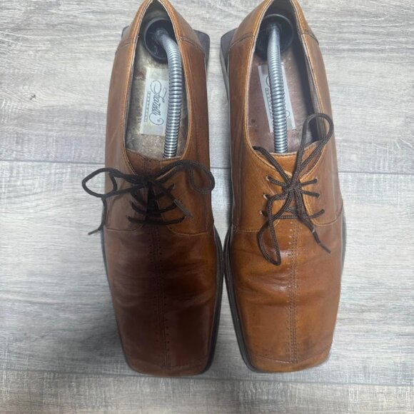 Fratelli Brown Leather Split Toe Oxford Shoes Men's Size 10 - Picture 2 of 6